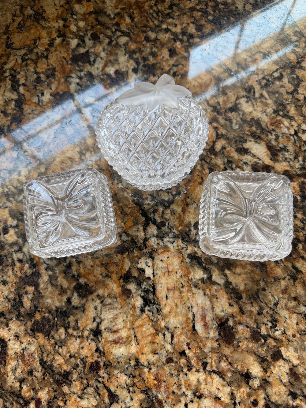 3 Glass Trinket Boxes